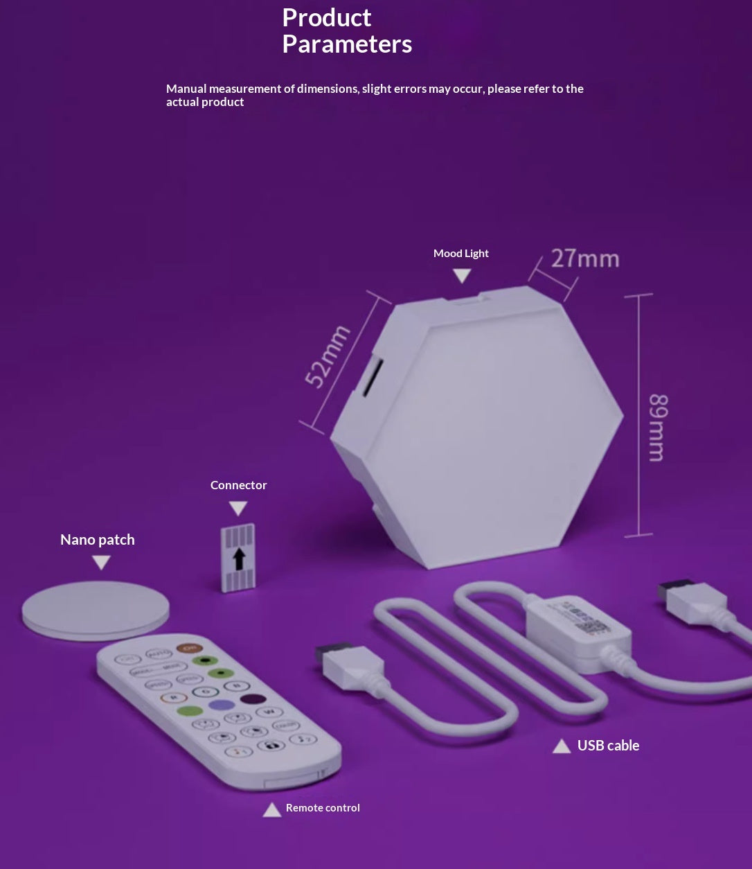 Hexagonal Smart RGB Sound-activated Breathing Light