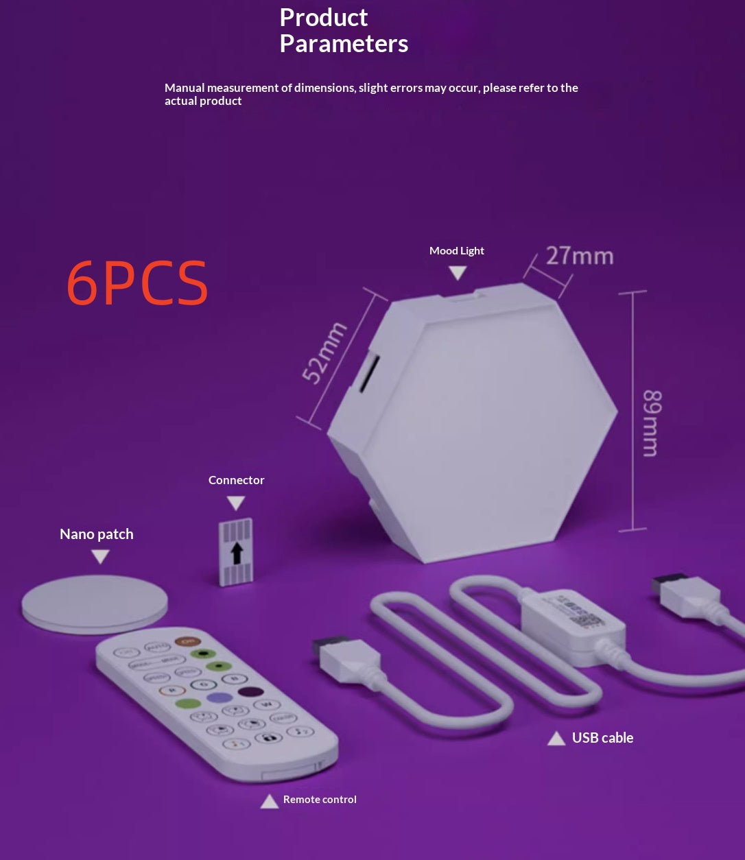 Hexagonal Smart RGB Sound-activated Breathing Light