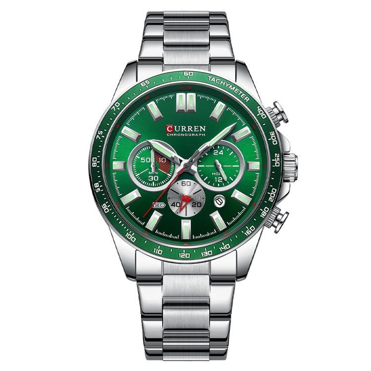 Men's Waterproof Calendar Steel Belt Quartz Watch