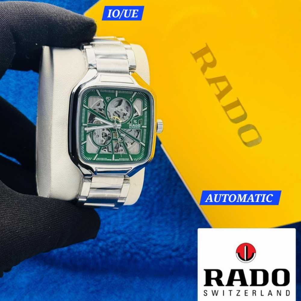 Rado True Square Swiss Automatic Watch with high-tech ceramic case and blue details