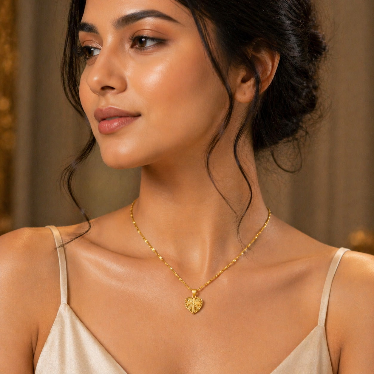 Gold Heart Necklace for Women