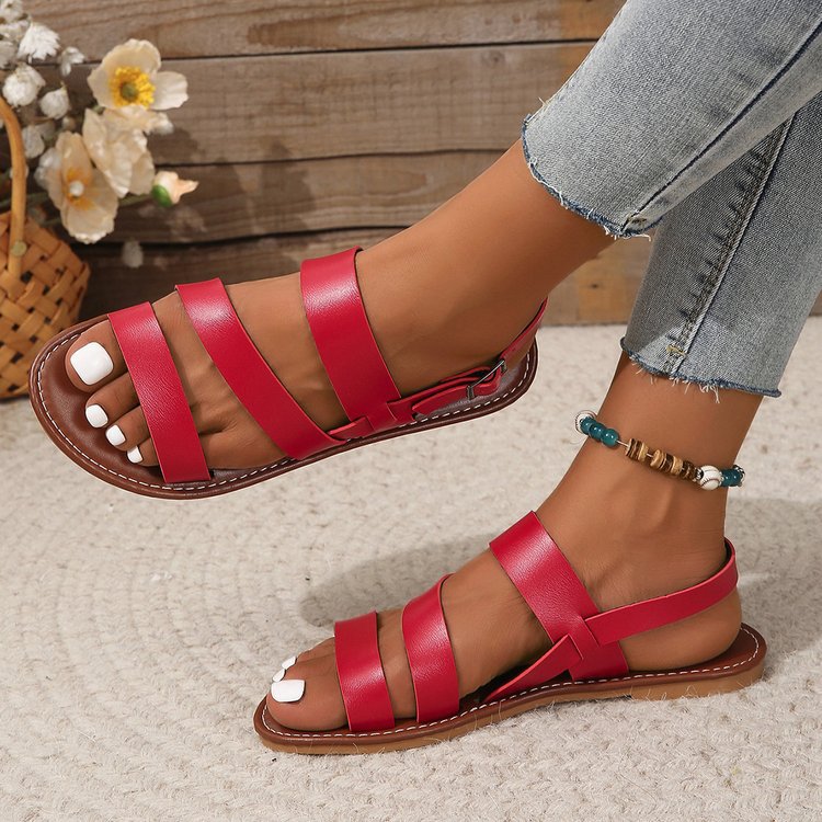 Women's Retro Buckle Beach Slippers
